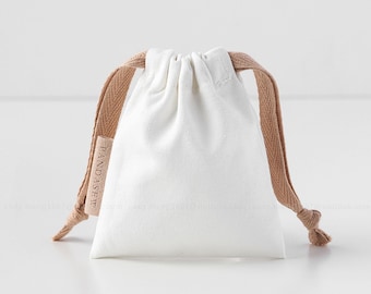 50pcs canvas bag with customized side label jewelry packaging personalized logo with ribbon bag chic small pouch jewelry packaging