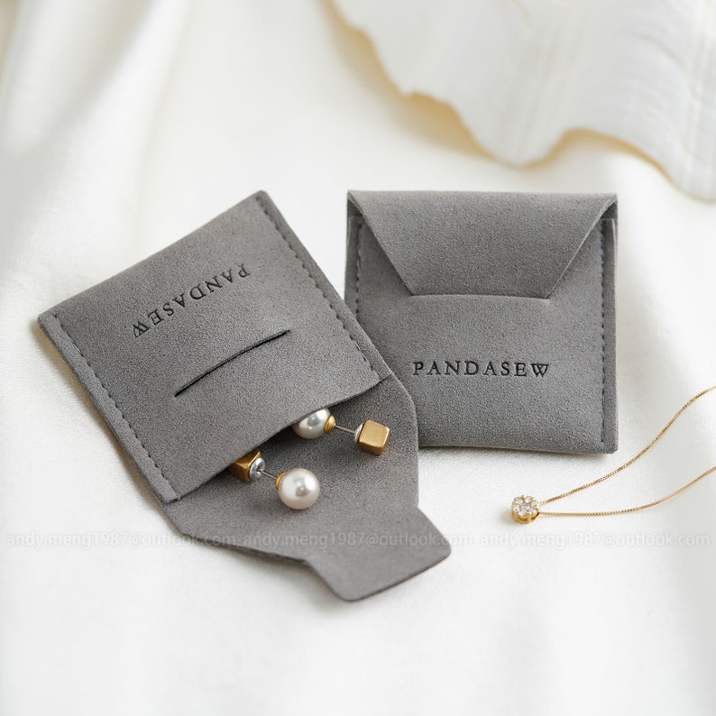 grey color 14 mm thickness microfiber buckle pouch,  luxurious fabric bag