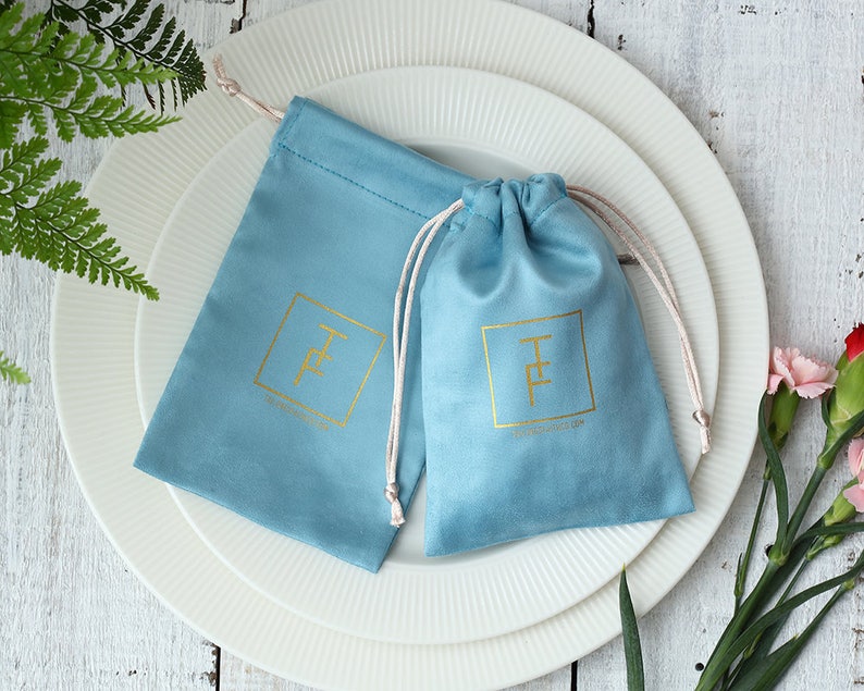 50 jewelry bags custom drawstring bags jewellery packaging small drawstring pouch personalized with your logo premium Cotton Flannel grey Blue