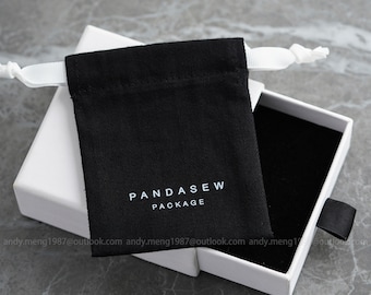 50pcs black herringbone twill cotton pouch custom jewelry package pouch bag with your Logo printed  personalized package bag