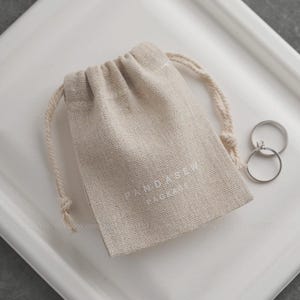 50 Organic Linen Favor Bags: Custom Logo Printed Jewelry Packaging