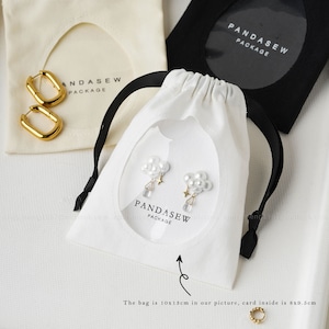 50pcs Jewelry Package Bag Personalized Logo printed Earring See through Transparent Packaging Necklace Bag Bracelet Pouch Cotton Pouch