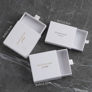 50pcs White Paper box custom jewelry box personalized logo packaging box necklace earrings package bulk drawer cardboard box image 9