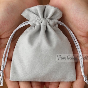 50 jewelry bags custom drawstring bags jewellery packaging small drawstring pouch personalized with your logo premium Cotton Flannel grey image 3