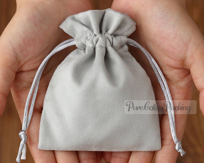 50 jewelry bags custom drawstring bags jewellery packaging small drawstring pouch personalized with your logo premium Cotton Flannel grey image 3