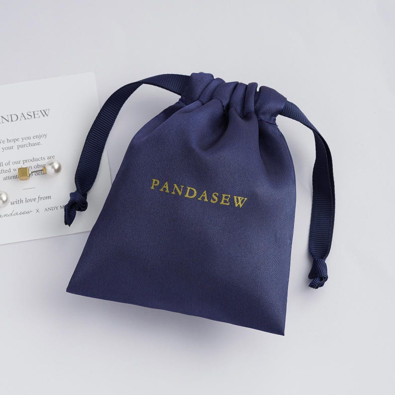 100pcs Satin drawstring bags custom dust bags Jewelry package pouch Navy blue