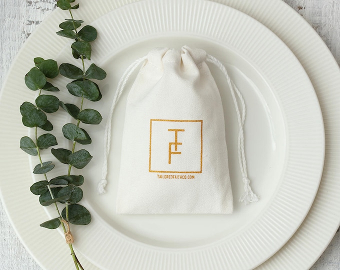 50 pack personalized LOGO printed Custom white bag cotton canvas drawstring bags pouches  gift packaging cosmetic bags jewelry packaging bag