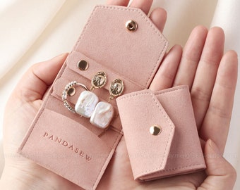 25pcs Snap pouch Customize Microfiber Mini Travel Jewelry Pouch with logo, Jewelry Organizer Pouch Earring Ring Necklace button bag