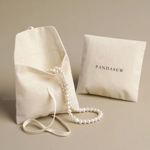 50pcs double layers beige cotton pouch Envelope Flap Jewelry Package Bag custom dust cover Eco-Friendly gift bag with your Logo printed