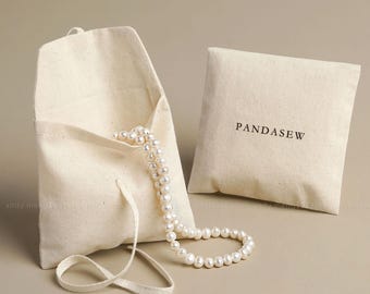 50pcs double layers beige cotton pouch Envelope Flap Jewelry Package Bag custom dust cover Eco-Friendly gift bag with your Logo printed
