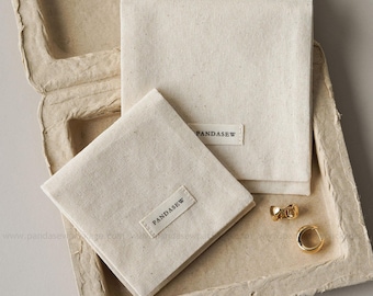50 pcs layers envelope pouch personalized pure cotton jewelry bag Pandasew eco-dust bag bracelet handmade gift bag print your logo flap type