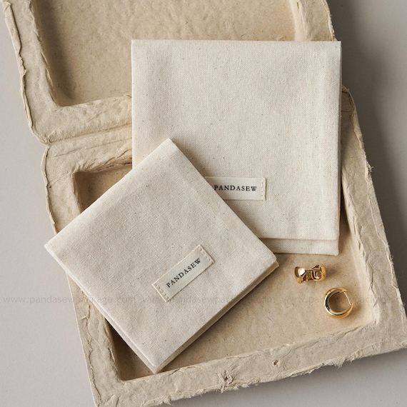 50 Cotton Envelope Pouch With Label Personalized Jewelry Bag: Eco-Friendly Gift bag