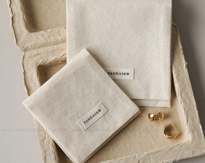 50 pcs layers envelope pouch personalized pure cotton jewelry bag Pandasew eco-dust bag bracelet handmade gift bag print your logo flap type