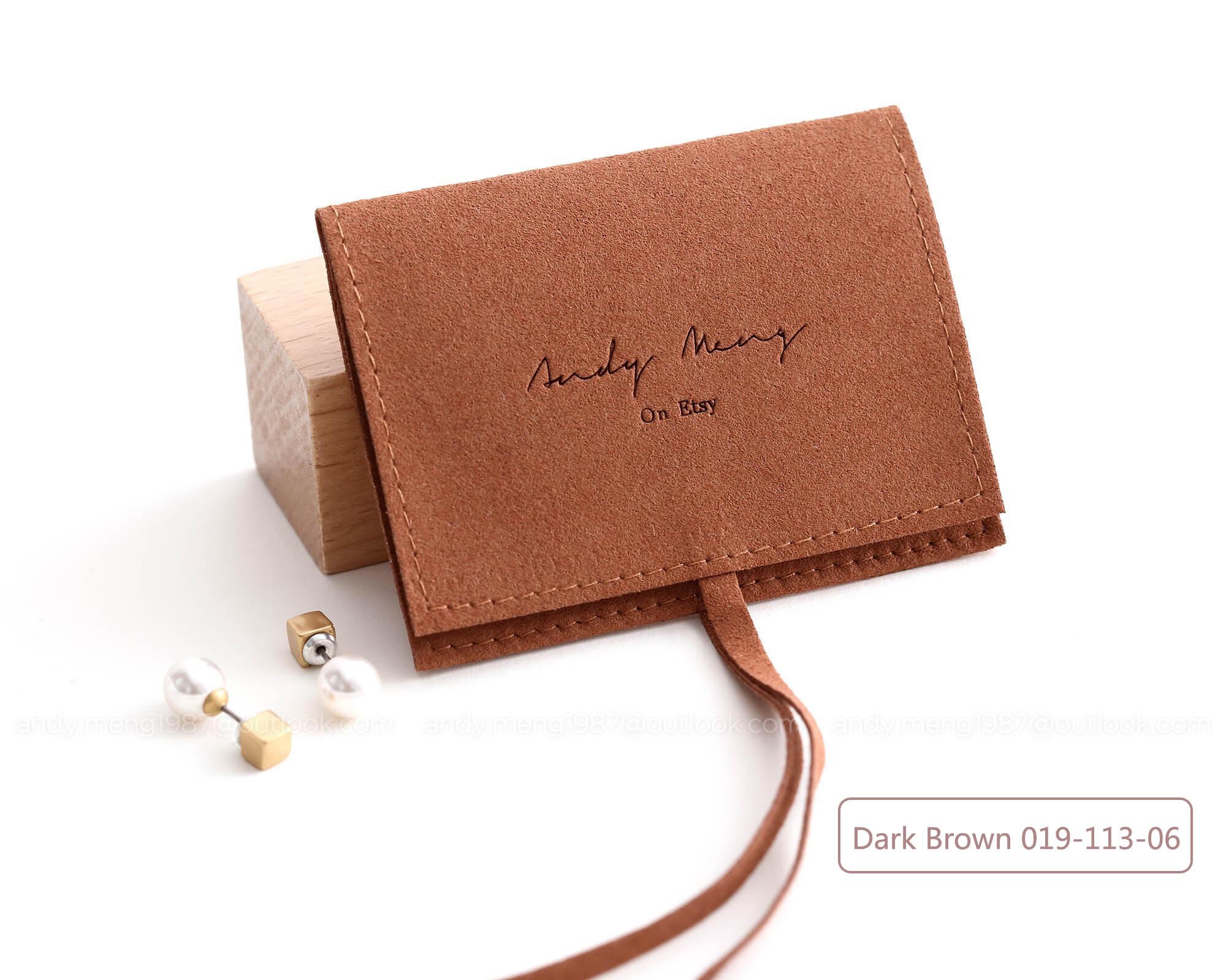 50pcs Brown or Khaki Personalized Jewelry Packaging Pouch Custom