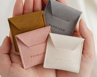 50pcs personalized logo print jewelry pouch thick microfiber bag custom earrings packaging pouch chic ring bags wholesale