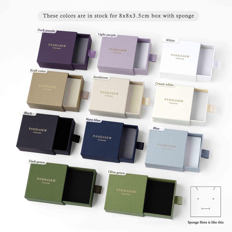 Custom Logo Jewelry Packaging Boxes, 50 pcs Drawer Paper Boxes With Sponge, Pouch Option Box(include sponge)