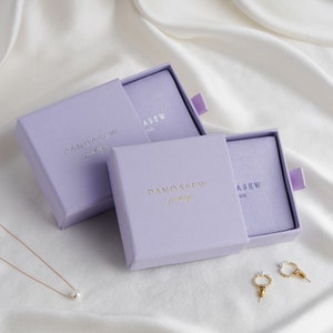 50pcs 9*9*3.5cm Purple Paper Drawer Box Custom Jewelry Box with Sponge Personalized Logo Necklace Earrings Package Bulk Drawer Cardboard Box