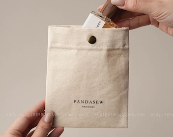 Custom Cotton Pouch, Personalized Jewelry Packaging Bag with Snap Button, Luxury Brand Packaging 100pcs