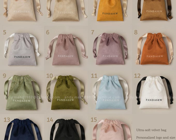 100 Ultra-Soft Double-sided Imitation sheepskin fabric Gift Jewlery Packaging Bag with Custom Logo