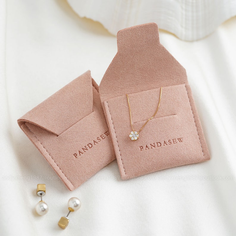 earrings and necklace package pouch, pink color jewelry bag