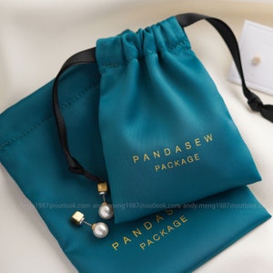 peacock blue dense thick satin bag, wholesale jewelry bag