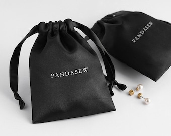100pcs black satin drawstring bags custom dust bags personalization Shoe Storage Bag Travel package logo printed toy sunglasses gift bags
