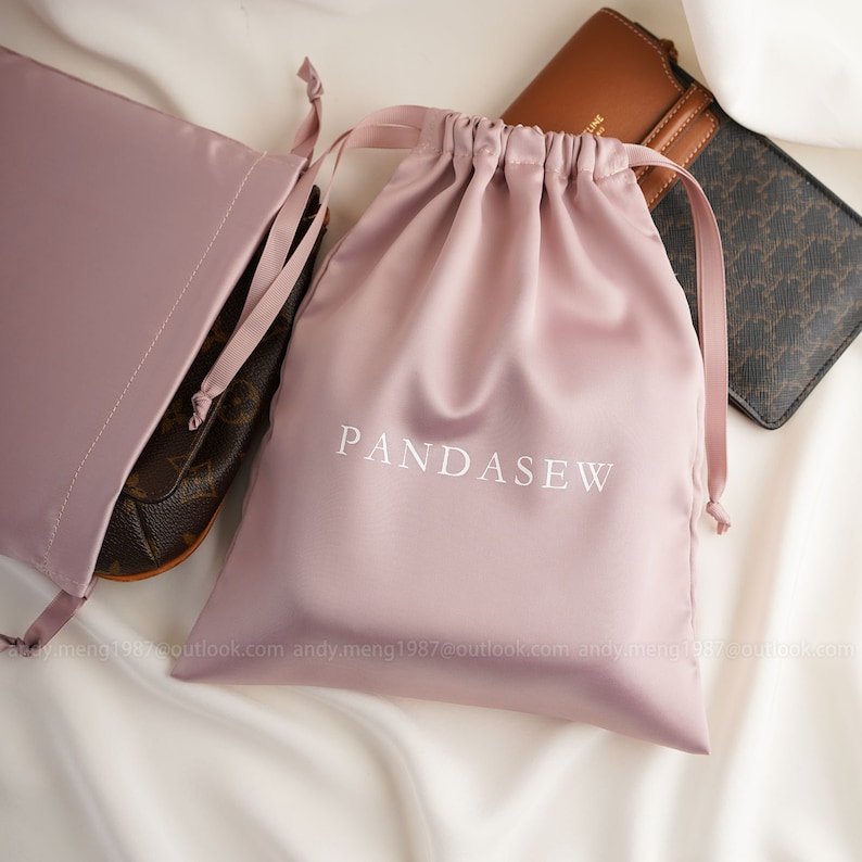 pink color dense thick satin bag, purse fabric bag package