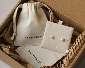 50 sets of natural cotton bags with pads set, jewellery packaging ideas, necklace, earring, bracelet organizer fashion jewelry gift idea