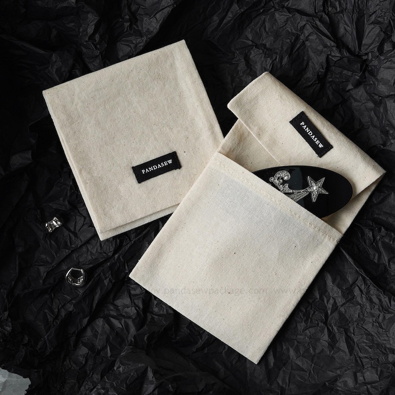 Handmade Pandasew Natural Cotton Jewelry Pouches Ideal for Protecting and Organizing, Star-themed Brooch Displayed