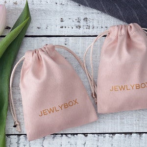 50 Pink Custom Drawstring Bags Personalized Logo Printed Pouches ...