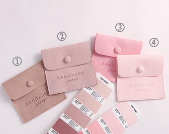 customized gift paper 50pcs custom jewelry package supplies personalize logo microfiber pouch bag with button necklace packaging bags with logo wholesale