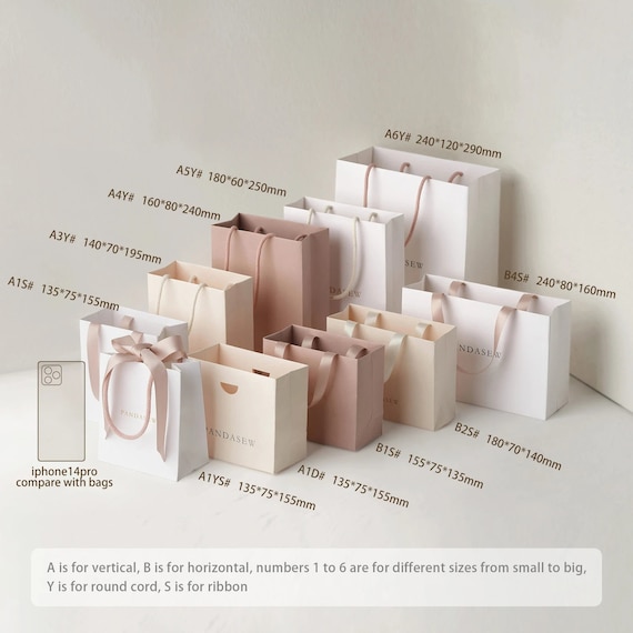 50pcs A1YS Paper Bag Custom Jewelry Package Bag Bow Tie Tote