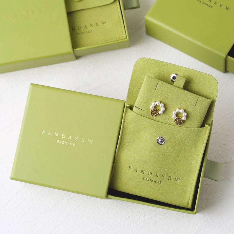 50pcs 9*9*3.5cm Paper box custom jewelry box with bag pouch personalized logo image 19