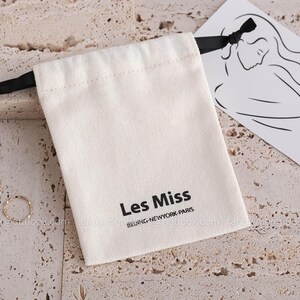 thick cotton canvas bag with personalized logo, chic small jewelry pouch