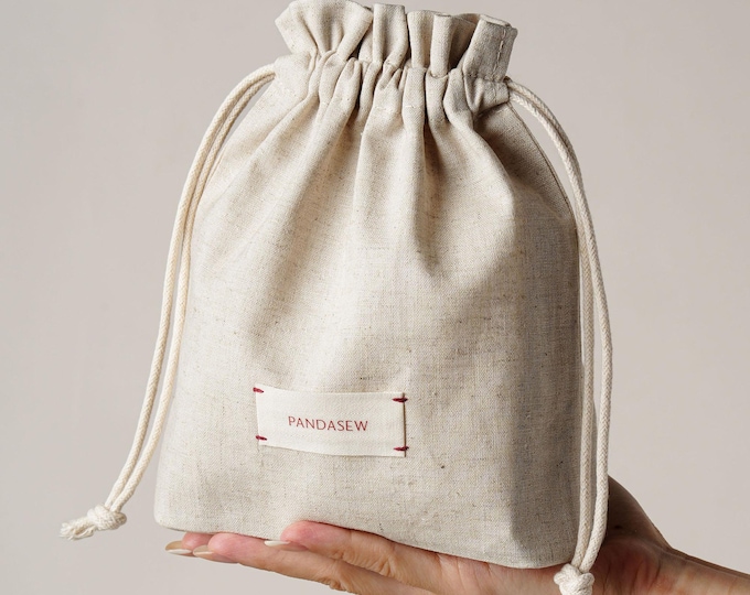 50pcs Custom Logo Luxury Cotton Linen Drawstring Bag Storage Gift Packaging