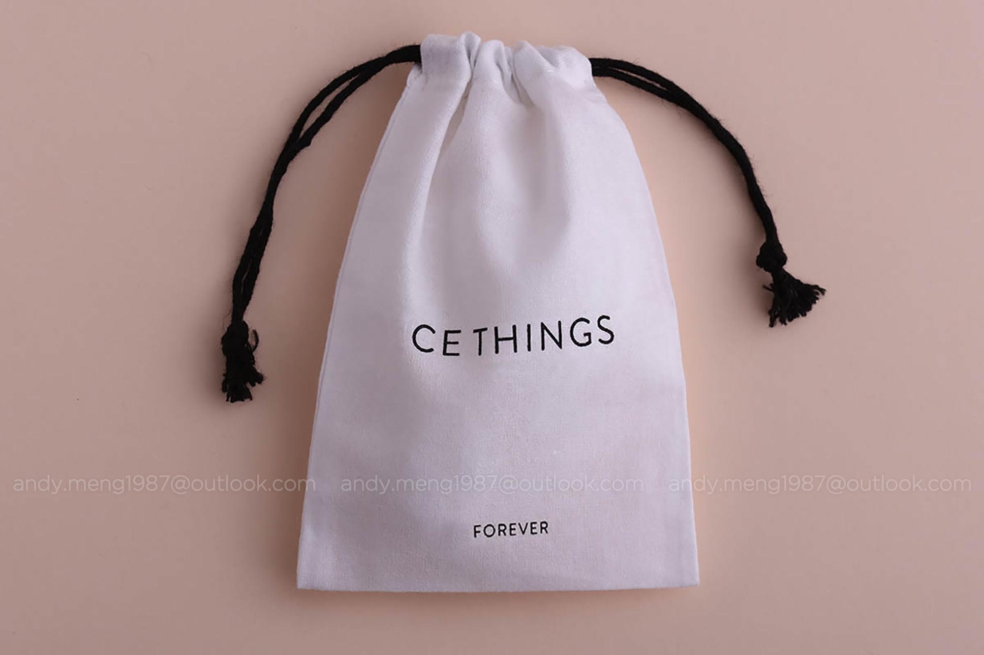50pcs White Cotton Bags With Your Logo Print Drawstring Etsy UK