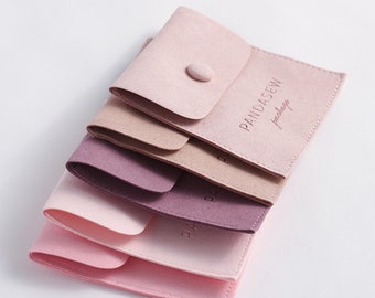 50pcs Pink Personalized Microfiber snap Bags: Jewelry Packaging with Logo