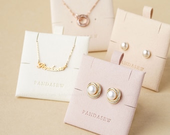 50pcs 6x6cm Custom Logo Jewelry Display Card: Microfiber Earring & Necklace Holder