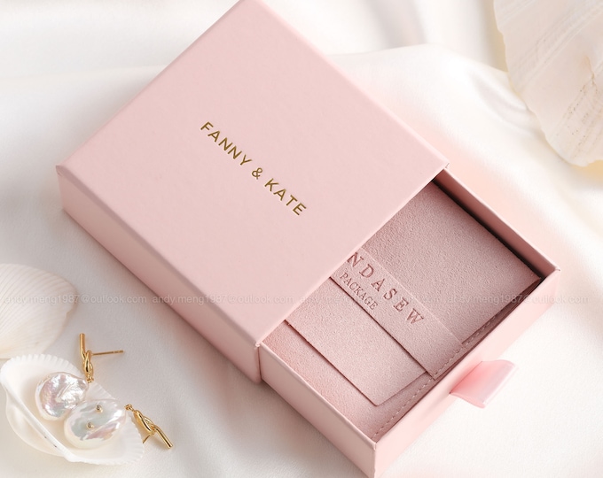 50pcs Pink Paper box custom jewelry box personalized logo packaging box necklace earrings package bulk drawer cardboard box