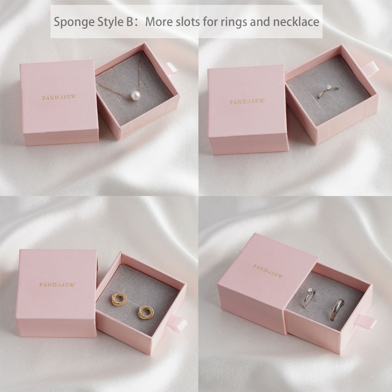 50pcs 663.5cm Paper box custom ring box with sponge personalized logo necklace package bulk drawer cardboard box image 3