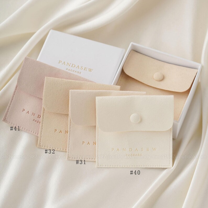 white jewelry box with button bag set, custom size, design logo
