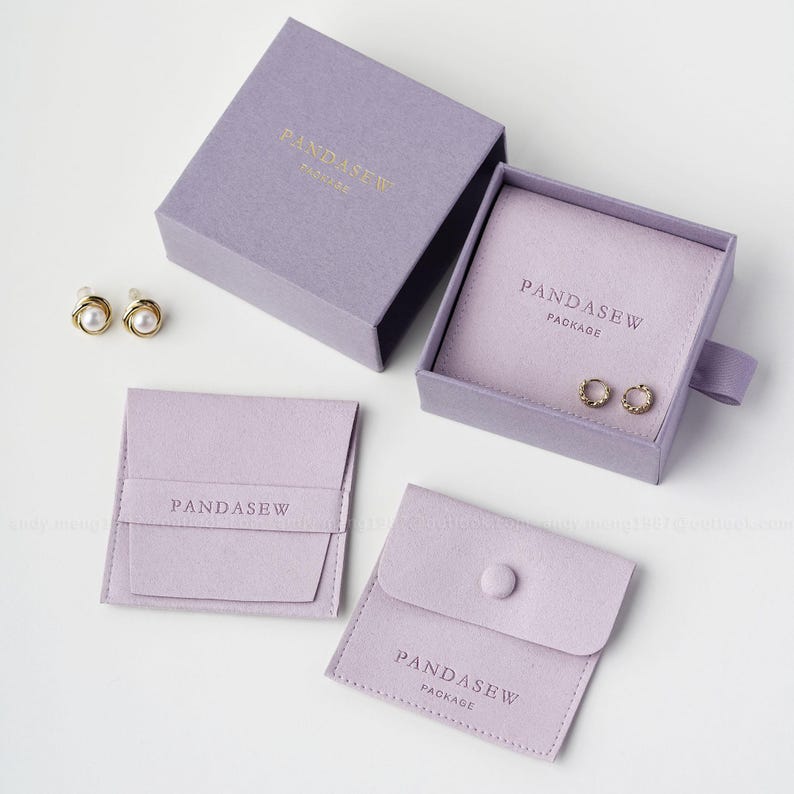 Custom Logo Jewelry Packaging Boxes, 50 pcs Drawer Paper Boxes With Sponge, Pouch Option image 14
