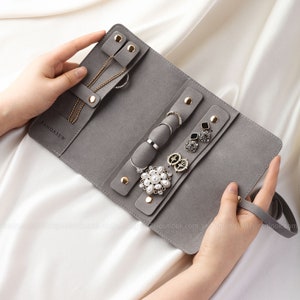 10PCS 27x18cm Customize Microfiber Travel Jewelry Case with logo, Jewelry Organizer Roll Earring Ring Necklace Pouch Travel Jewelry Roll