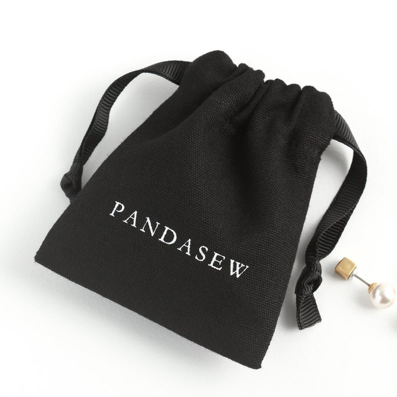 50 pcs pochette d'emballage de bijoux personnalisée Sacs en toile de coton logo personnalisé avec sac en ruban petite pochette chic emballage de bijoux PandaSew image 7