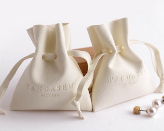 50pcs Microfiber Drawstring Jewelry Packaging Pouches: Custom Logo Wedding Favor Bags
