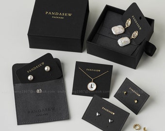 50pcs 8x8x3.5cm Jewelry box black custom box personalized logo necklace earrings ring jewelry packaging box best drawer box anniversary