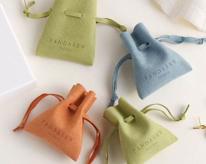 50 custom jewelry packaging pouch custom logo chic small wedding favor bags microfiber ring pouch embossing logo multicolor
