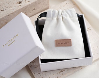 50pcs custom jewelry packaging pouch with label twill cotton bags personalized logo with ribbon small pouches necklace bags earring pouch