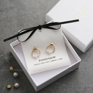 Paquete de joyería PandaSew de 100 piezas, soporte para pendientes, tarjetas de tela, etiquetas de embalaje de joyería con logotipo personalizado, tarjetas colgantes para collares y pendientes, venta al por mayor