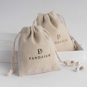 50 Personalized Linen Bags Drawstring Fabric Bags Custom Logo Printed jewelry package Bags Soap candle package supply wholesale